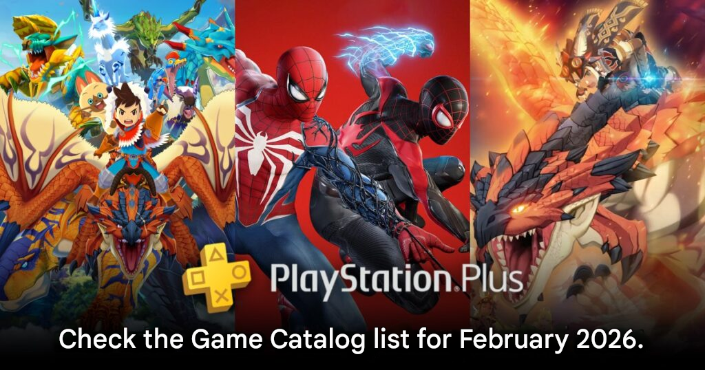 PS Plus Extra February lineup featuring Spider-Man 2 and Monster Hunter Stories