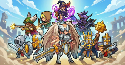 Iron Defenders mobile defense RPG gameplay with hero merging and roguelike card upgrades