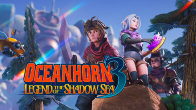 Oceanhorn 3 gameplay scene showing fantasy world exploration and combat