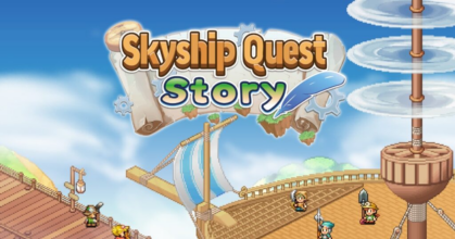 Skyship Quest Story airship management simulation with pixel art floating islands